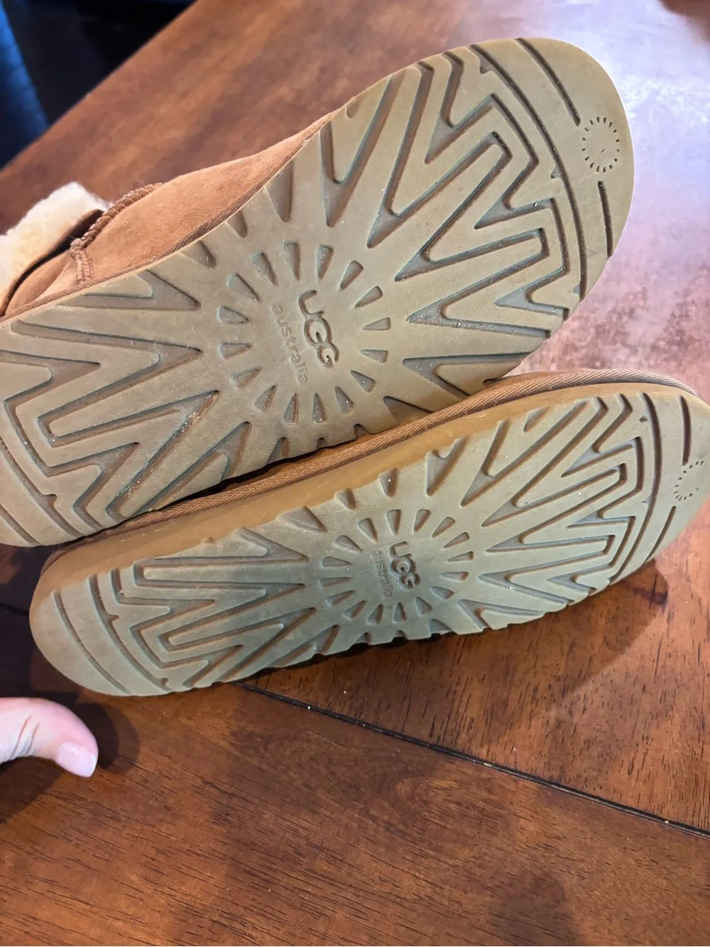 UGG Chestnut Suede Short Button Shearling Boots